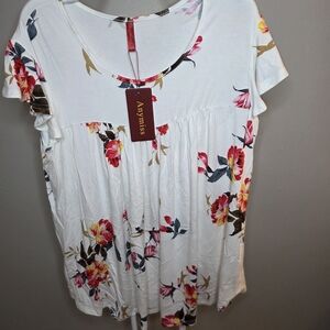 NWT White Floral Women's Tunic Top
